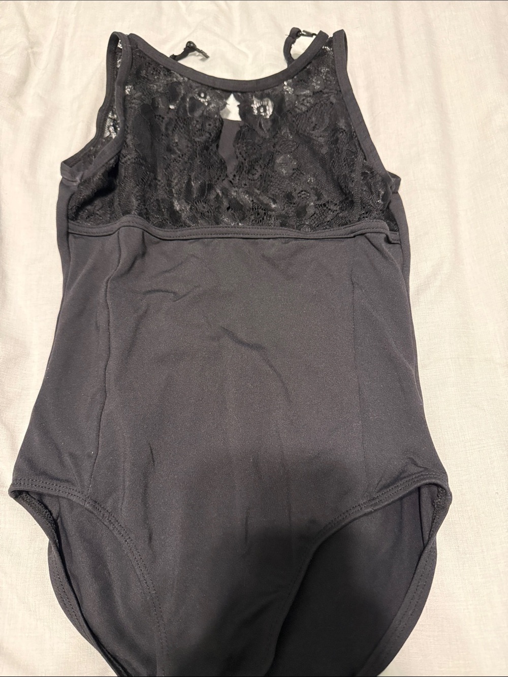 Kids Black Lace-Back Dance Leotard